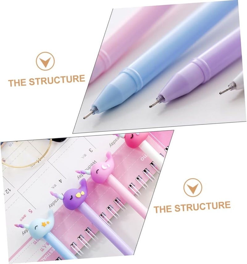 12pcs Purple White Narwhal Cartoon Pens Smooth Ink Writing Pens for Students Office Home Use - Image 3